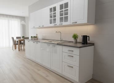 Kuhinja od medijapana (kocka) duzine 2m gornjih i donjih delova sa na lalafo.rs Kuhinja od medijapana (kocka) duzine 2m gornjih i donjih delova sa