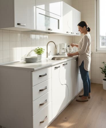 Kuhinja od medijapana (BELA) sa S krilima, duzine 2m sa limom i na lalafo.rs Kuhinja od medijapana (BELA) sa S krilima, duzine 2m sa limom i